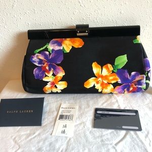 Ralph Lauren Black Floral Purse ~ Made in Italy